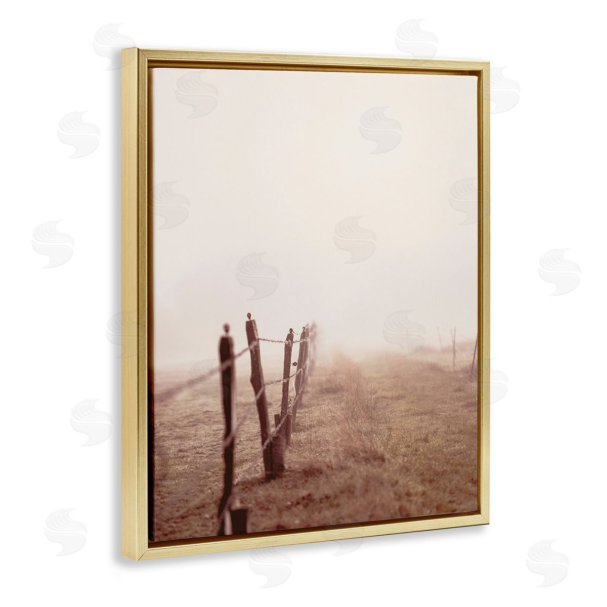 Leah Straatsma Quiet Foggy Countryside Gold Floating Frame Canvas Wall Art Print