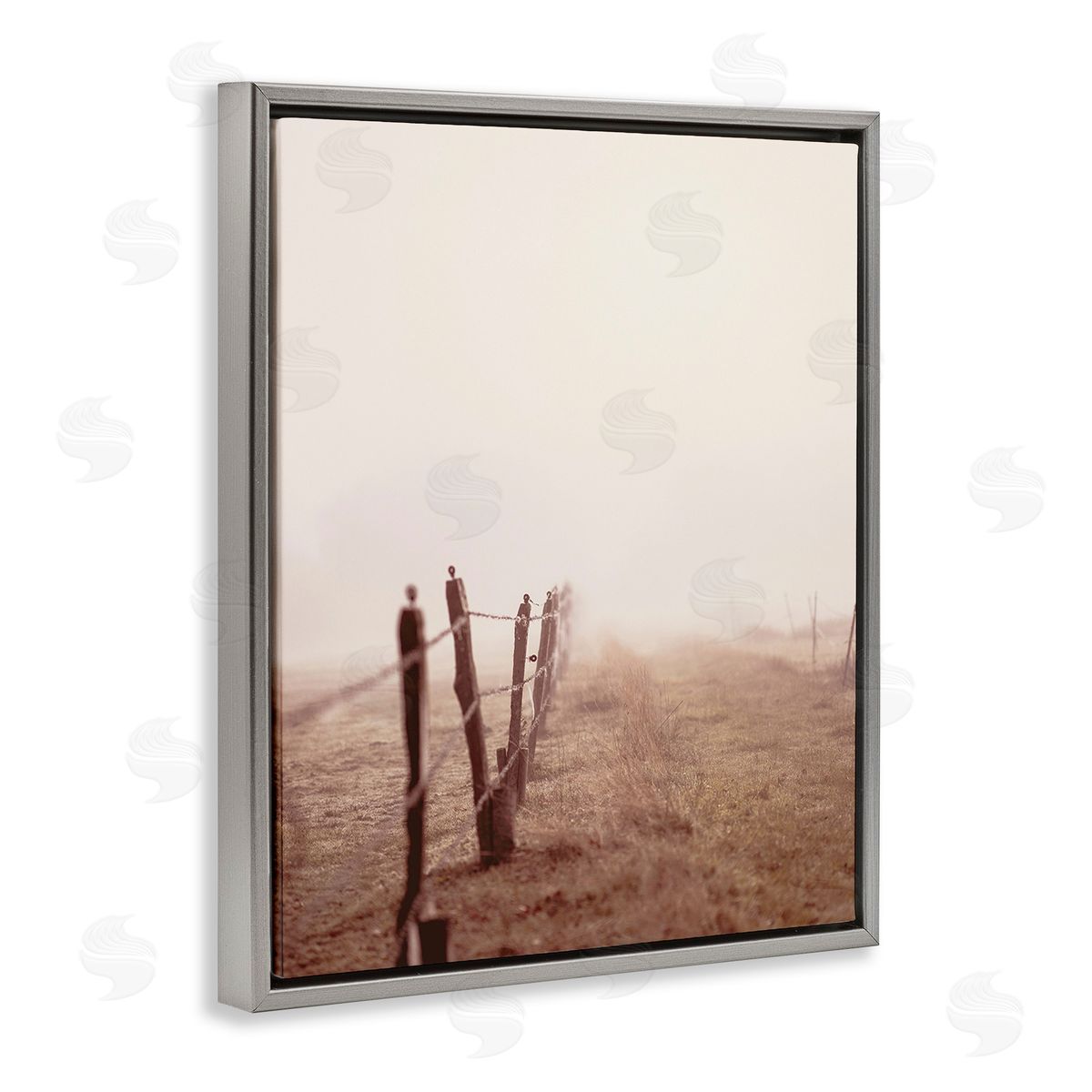 Leah Straatsma Quiet Foggy Countryside Gray Floating Frame Canvas Wall Art Print
