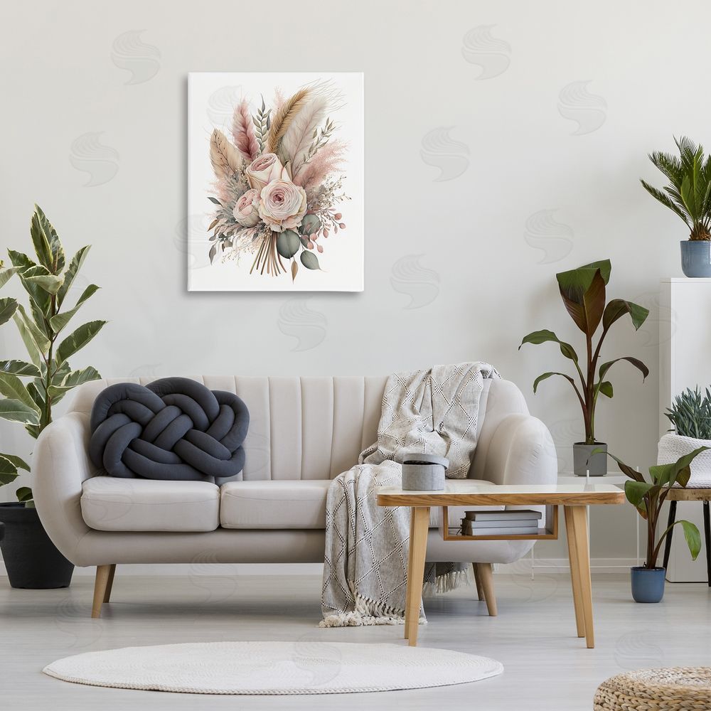 LSR Design Studio Roses & Country Reeds Canvas Wall Art Print in Room