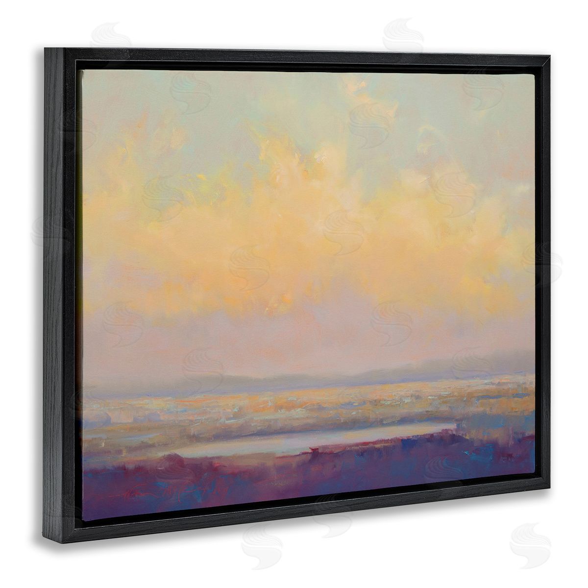 William McCarthy Abstract Orange Sunset Black Floating Frame Canvas Wall Art Print