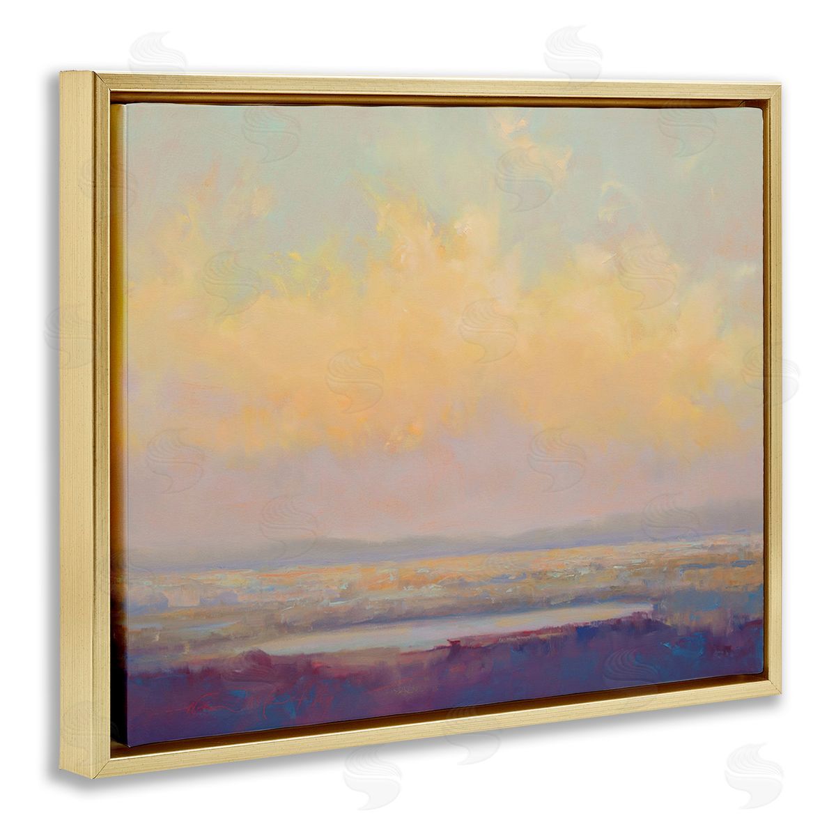 William McCarthy Abstract Orange Sunset Gold Floating Frame Canvas Wall Art Print