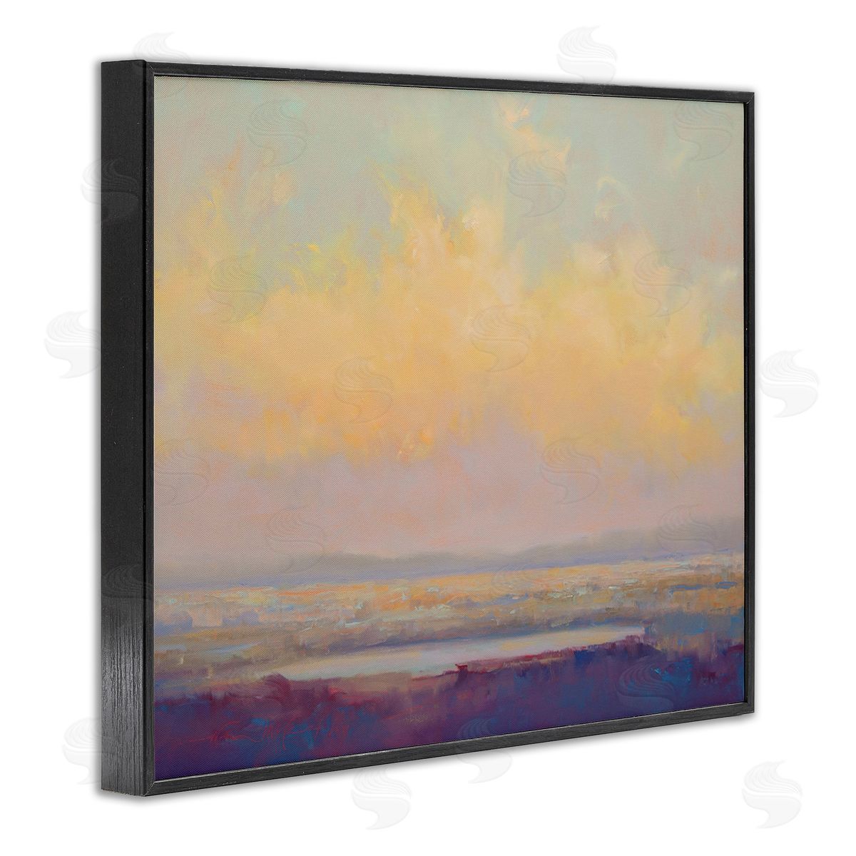 William McCarthy Abstract Orange Sunset Black Framed Giclee Wall Art Print