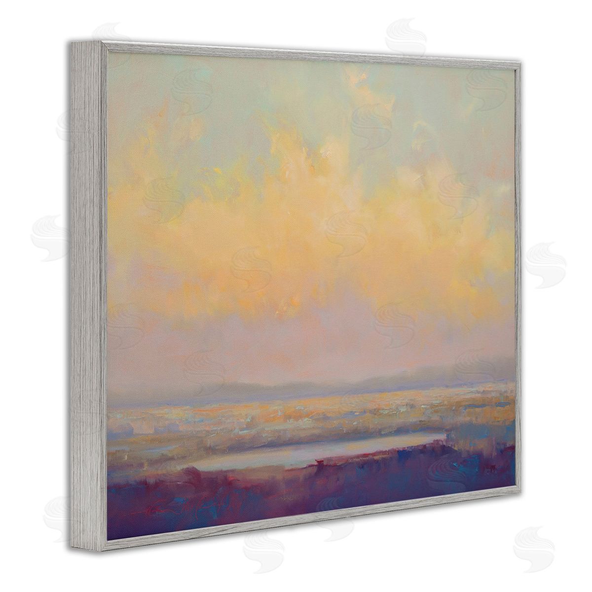 William McCarthy Abstract Orange Sunset Gray Framed Giclee Wall Art Print