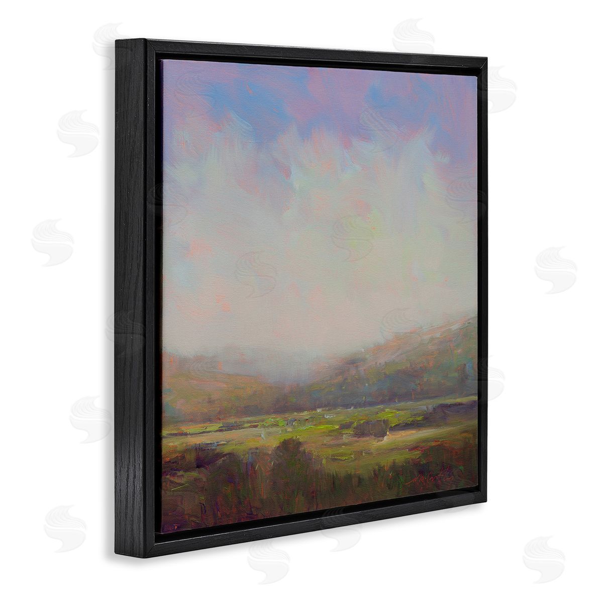 William McCarthy Country Field & Purple Sky Black Floating Frame Canvas Wall Art Print