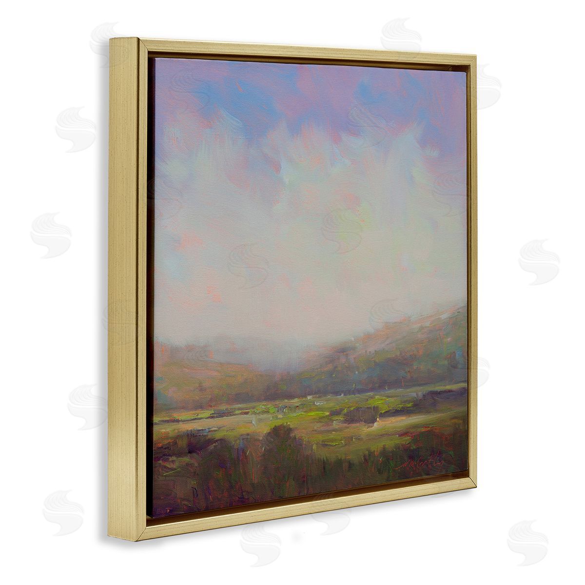 William McCarthy Country Field & Purple Sky Gold Floating Frame Canvas Wall Art Print