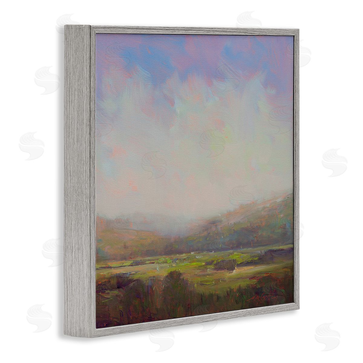 William McCarthy Country Field & Purple Sky Gray Framed Giclee Wall Art Print