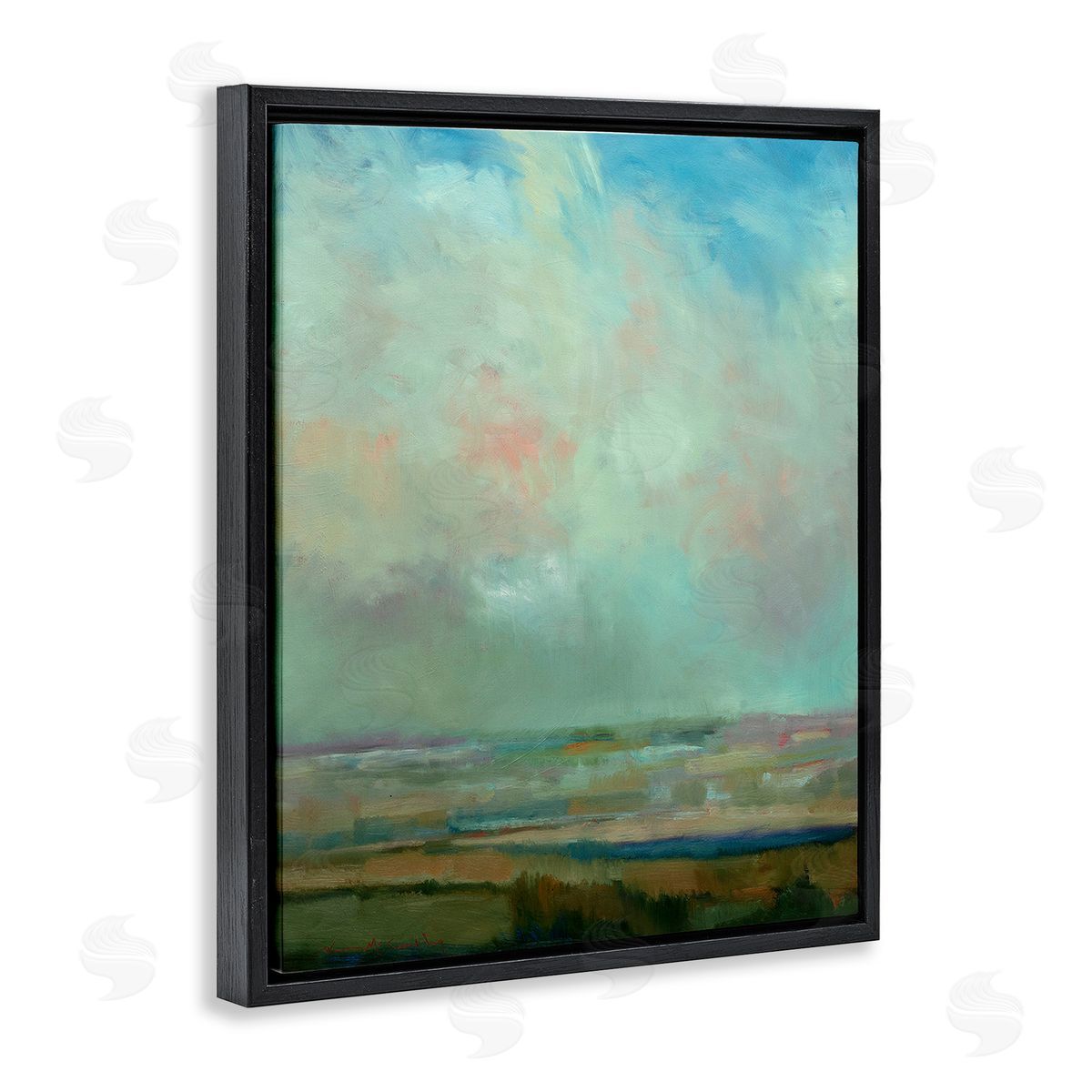 William McCarthy Blue Abstract Scenery Black Floating Frame Canvas Wall Art Print
