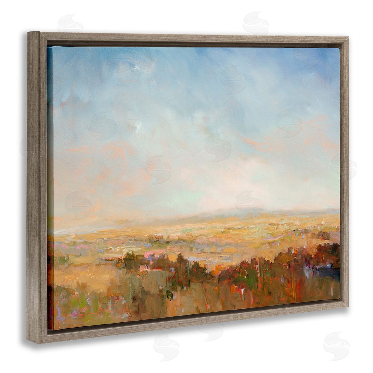 William McCarthy Abstract Farmland Nature Brown Floating Frame Canvas Wall Art Print