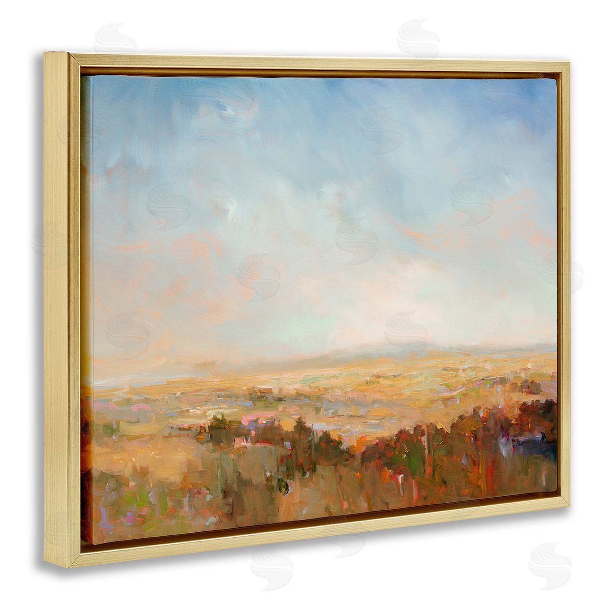 William McCarthy Abstract Farmland Nature Gold Floating Frame Canvas Wall Art Print
