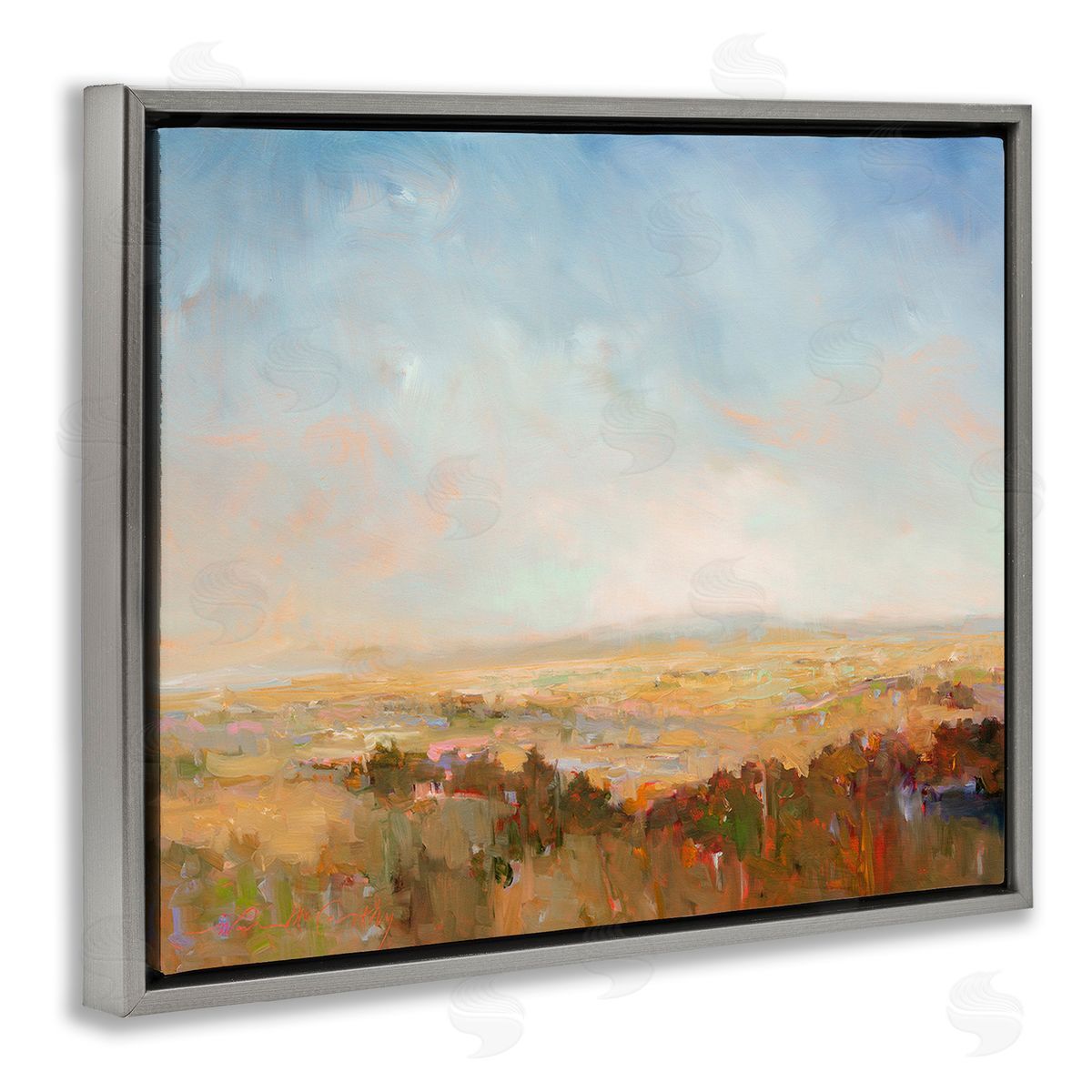 William McCarthy Abstract Farmland Nature Gray Floating Frame Canvas Wall Art Print