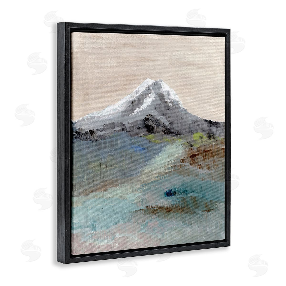Nikita Jariwala Brushed Abstract Volcano Black Floating Frame Canvas Wall Art Print