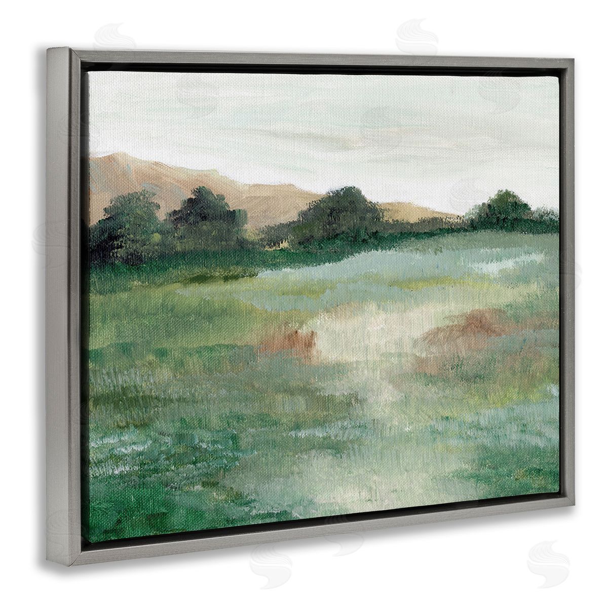 Nikita Jariwala Brushed Mountain Valley Gray Floating Frame Canvas Wall Art Print