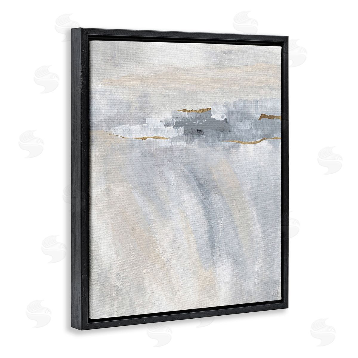 Nikita Jariwala Grey Abstract Movement Black Floating Frame Canvas Wall Art Print