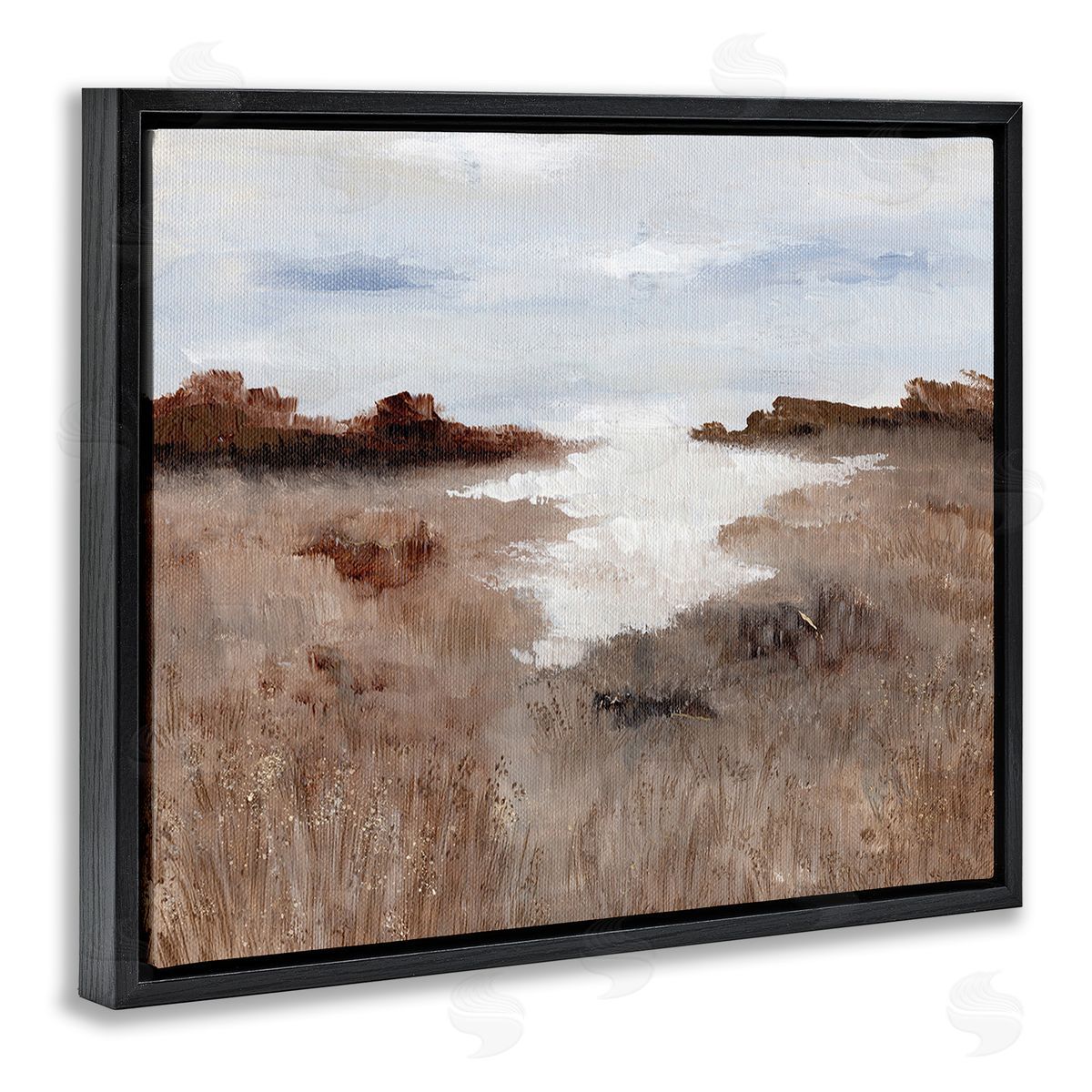 Nikita Jariwala Field with Arid Vegetation Black Floating Frame Canvas Wall Art Print