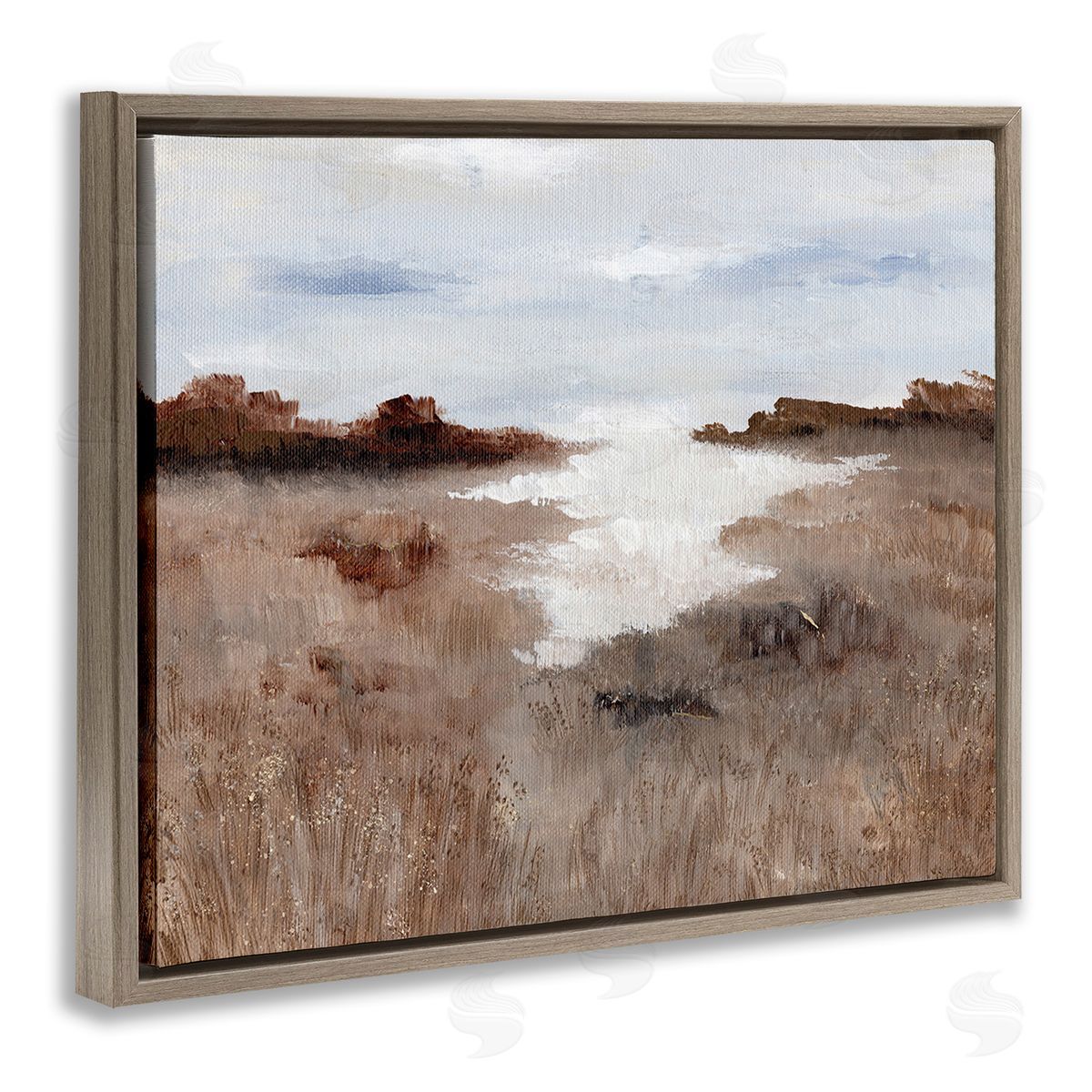 Nikita Jariwala Field with Arid Vegetation Brown Floating Frame Canvas Wall Art Print