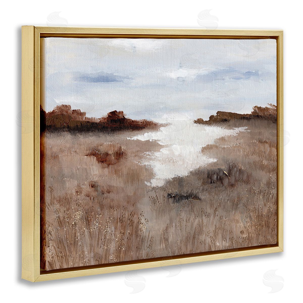 Nikita Jariwala Field with Arid Vegetation Gold Floating Frame Canvas Wall Art Print