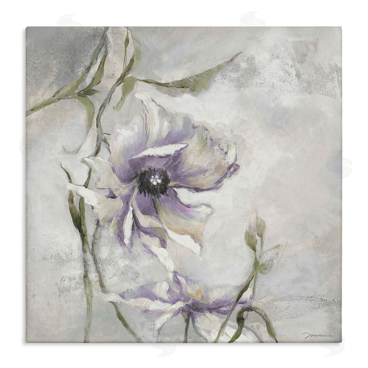 Liz Jardine Grey & Purple Flower Canvas Wall Art Print