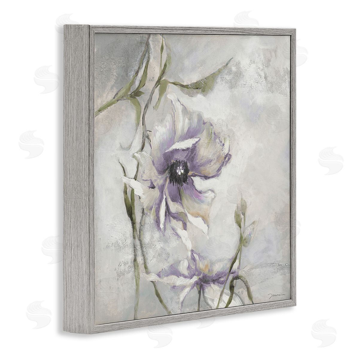 Liz Jardine Grey & Purple Flower Gray Framed Giclee Wall Art Print