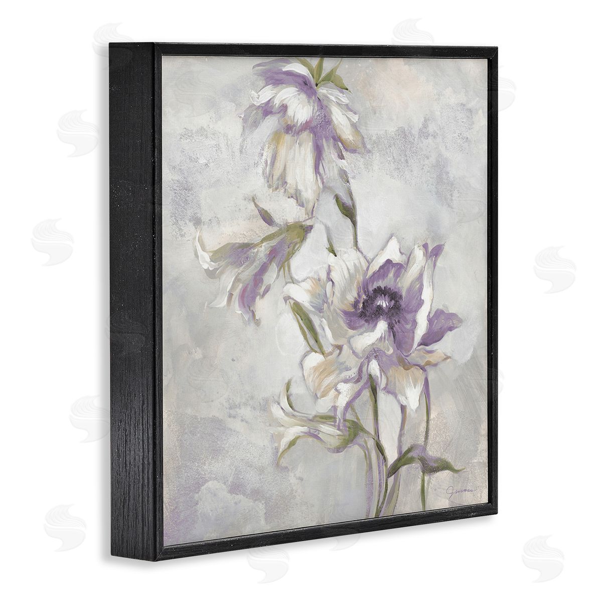 Liz Jardine Purple Curling Petals Black Framed Giclee Wall Art Print