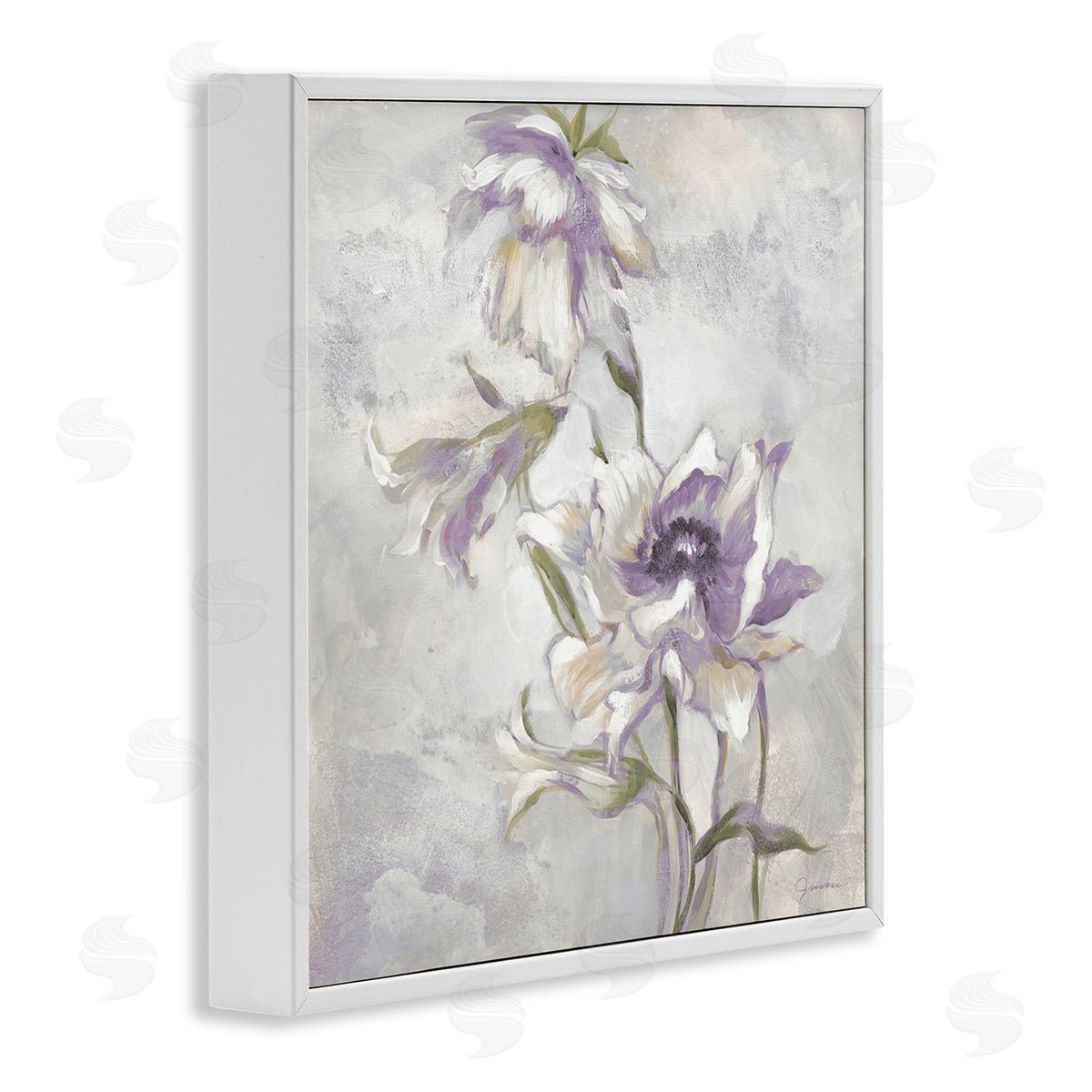 Liz Jardine Purple Curling Petals White Framed Giclee Wall Art Print