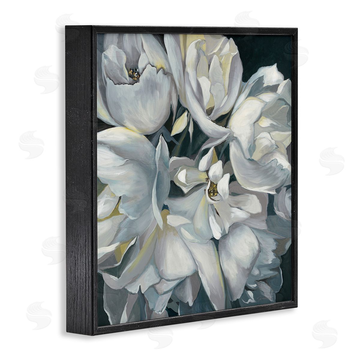 Liz Jardine Traditional Grey Blossom Black Framed Giclee Wall Art Print