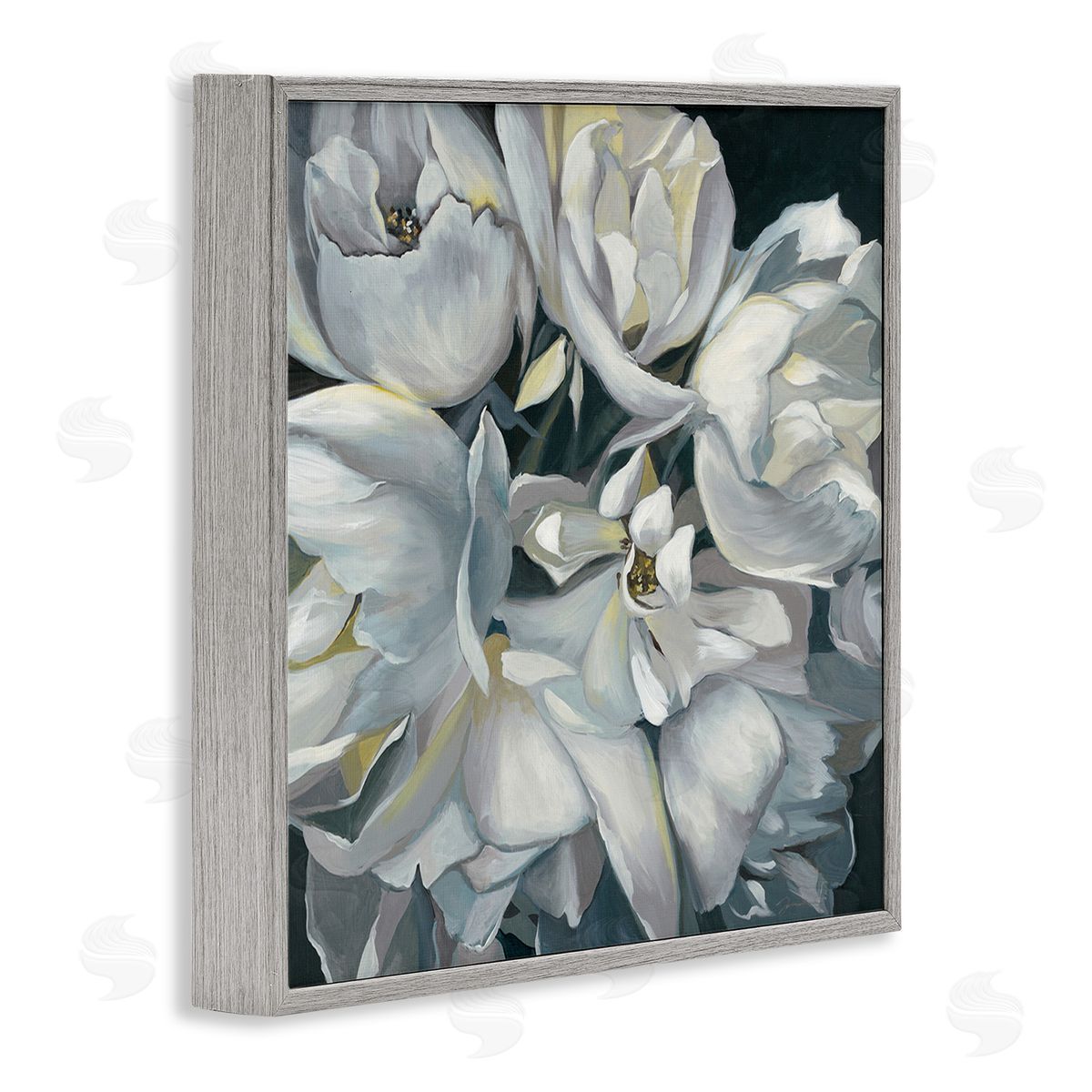 Liz Jardine Traditional Grey Blossom Gray Framed Giclee Wall Art Print