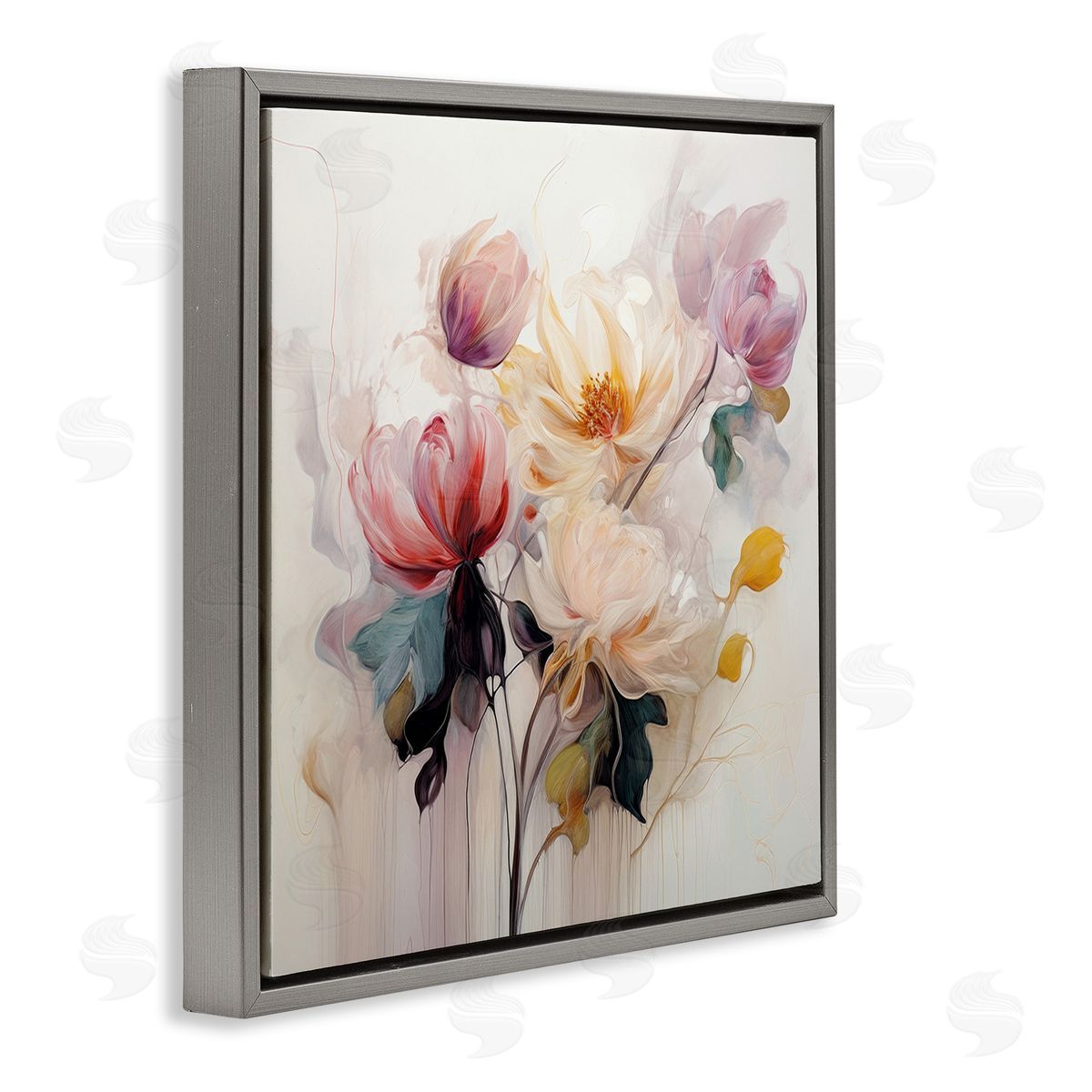 Irena Orlov Blooms in Harmony Gray Floating Frame Canvas Wall Art Print