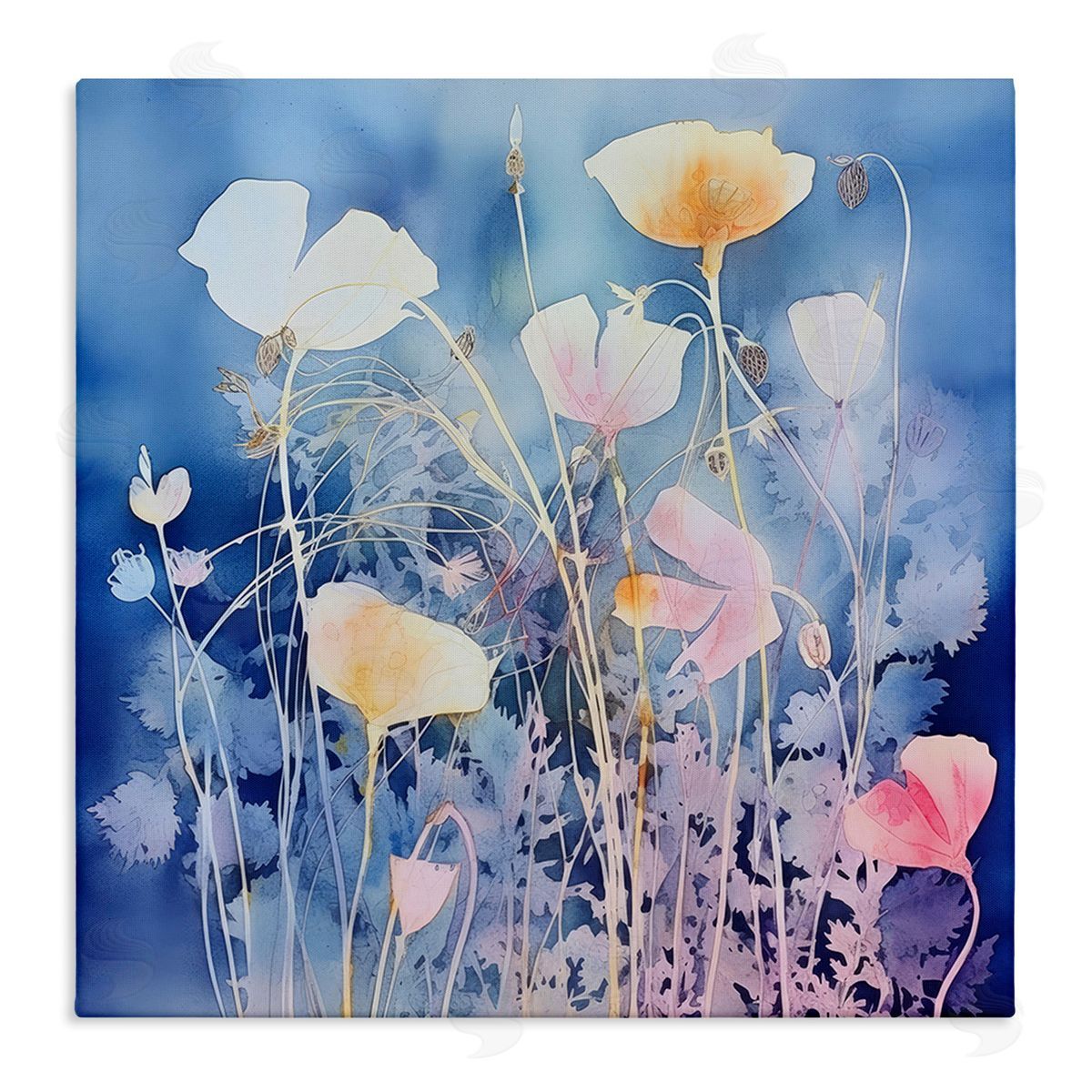 Irena Orlov Tranquil Blue Florals Canvas Wall Art Print