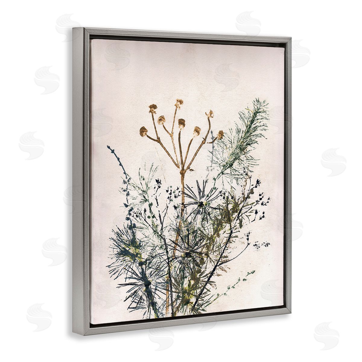 Pernille Folcarelli Pine Needles Impression Gray Floating Frame Canvas Wall Art Print