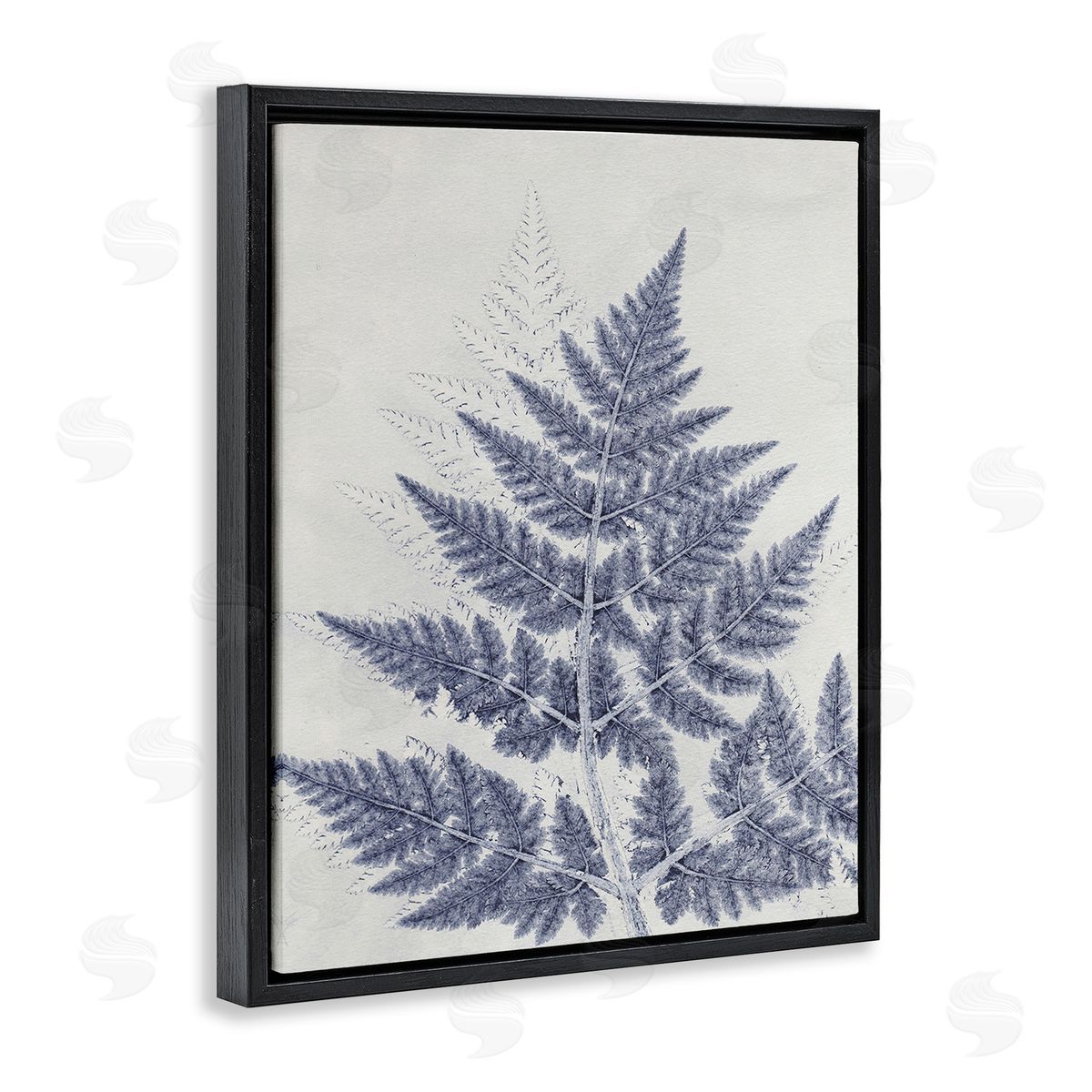 Pernille Folcarelli Blue Fern Imprint Black Floating Frame Canvas Wall Art Print