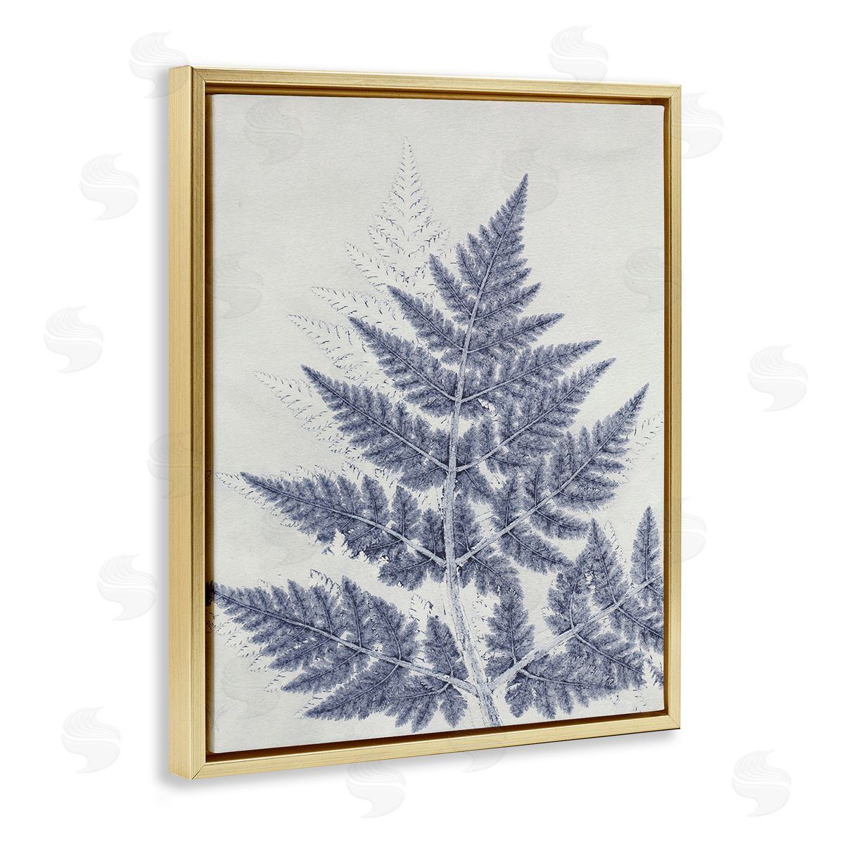 Pernille Folcarelli Blue Fern Imprint Gold Floating Frame Canvas Wall Art Print