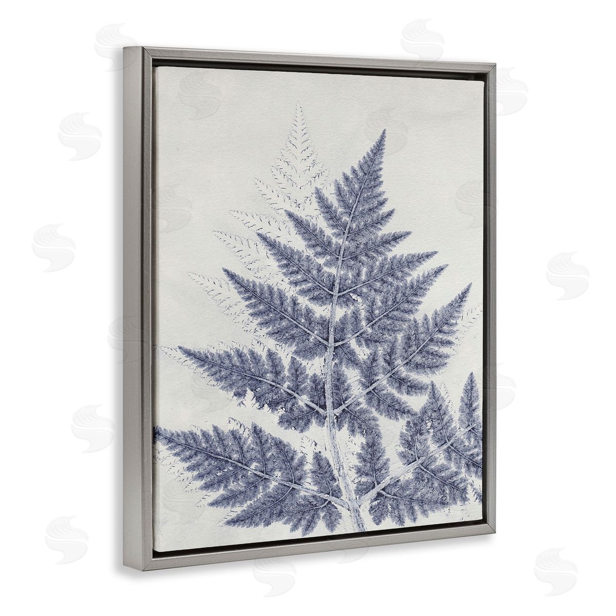 Pernille Folcarelli Blue Fern Imprint Gray Floating Frame Canvas Wall Art Print