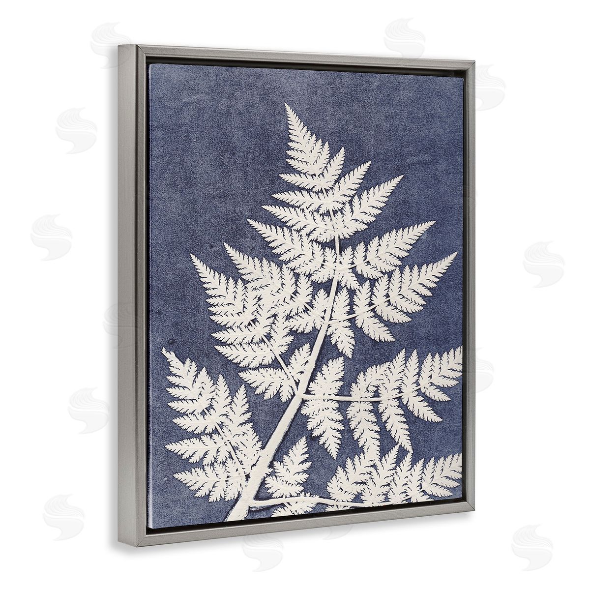Pernille Folcarelli Forest Fern Silhouette Gray Floating Frame Canvas Wall Art Print