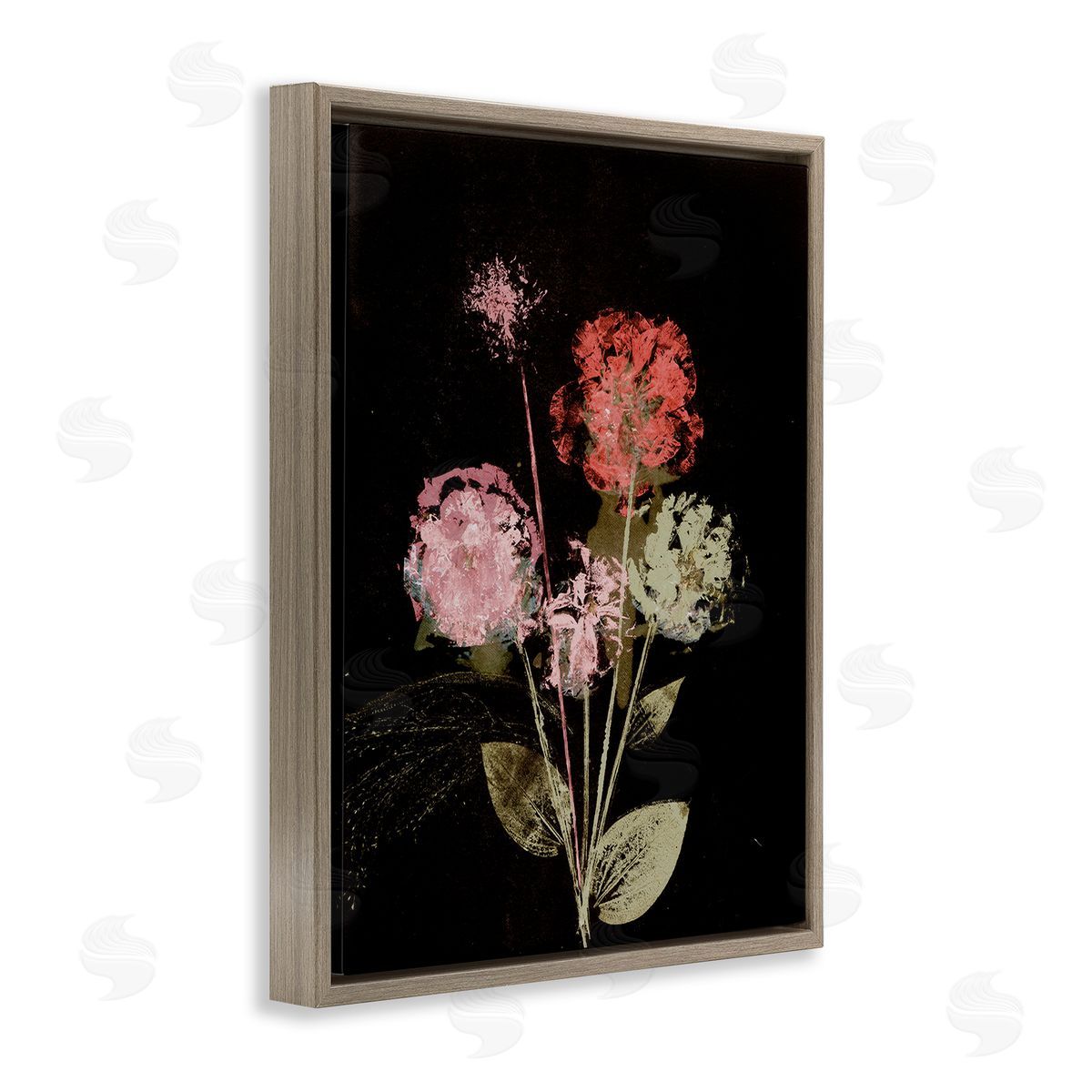 Pernille Folcarelli Rustic Roses on Black Brown Floating Frame Canvas Wall Art Print