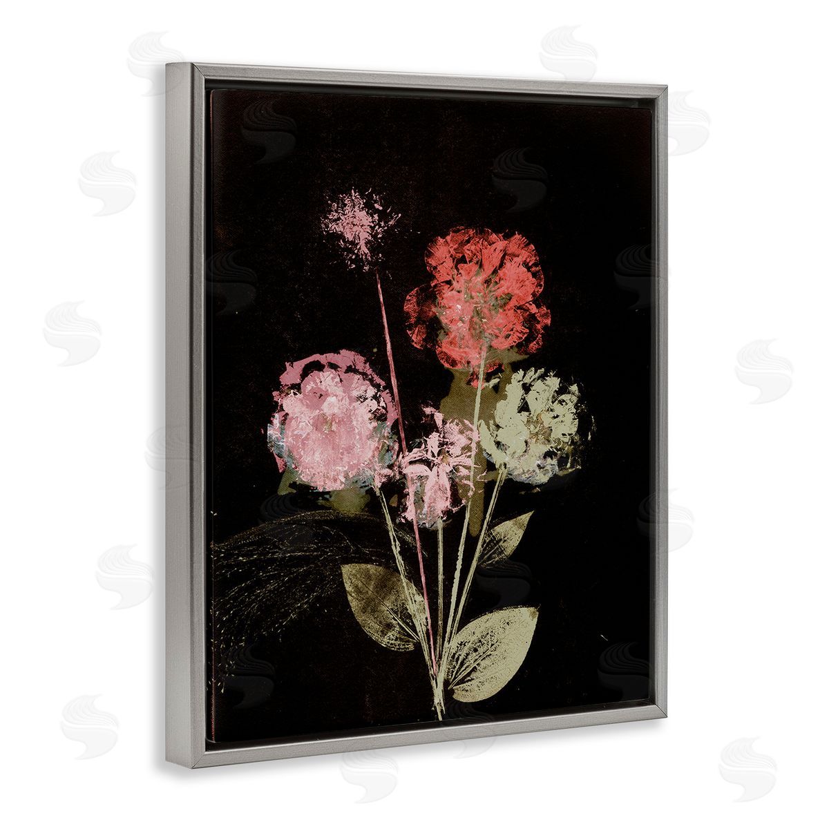 Pernille Folcarelli Rustic Roses on Black Gray Floating Frame Canvas Wall Art Print