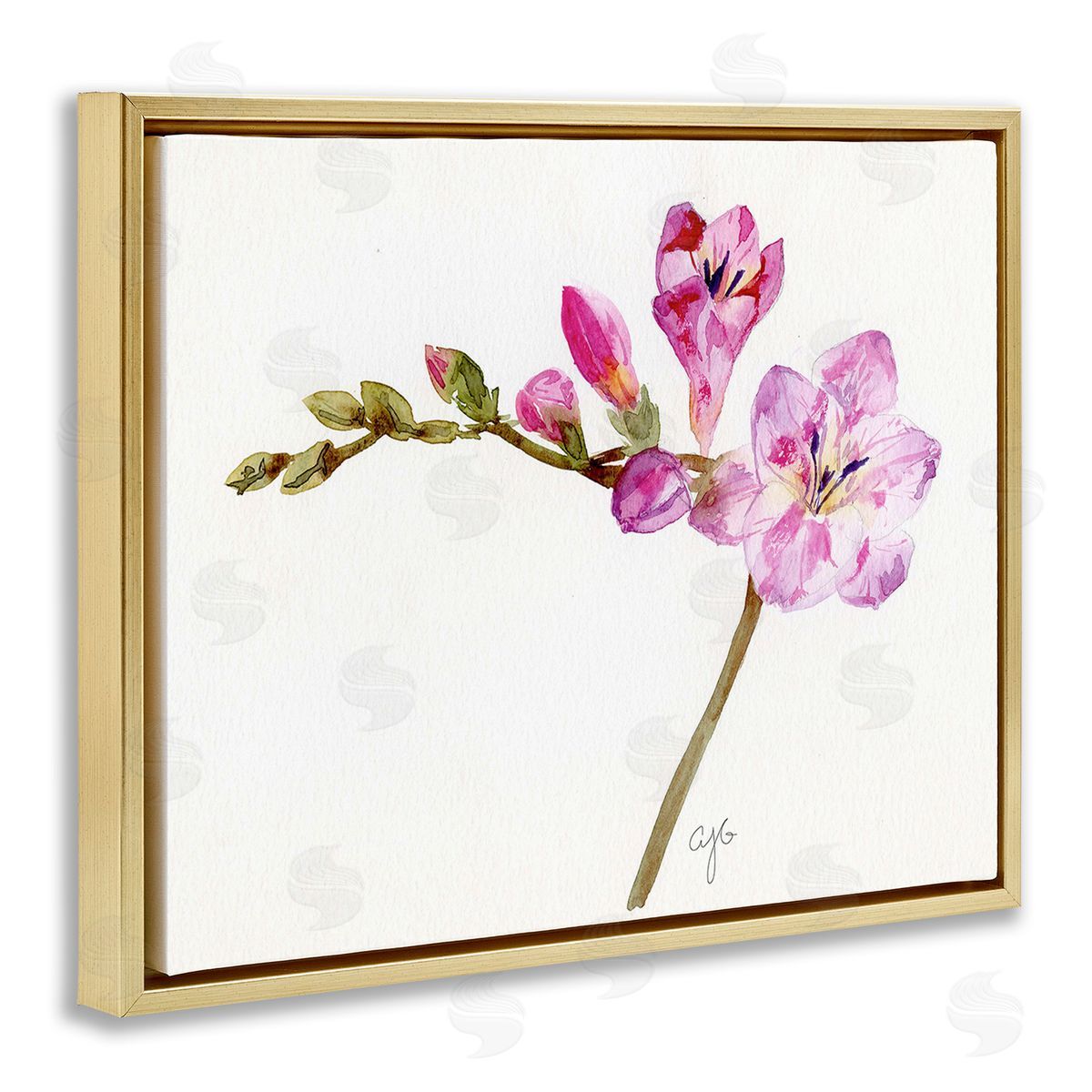 Alexandria Gilbert Kincaid Orchid Flower Sprig Gold Floating Frame Canvas Wall Art Print