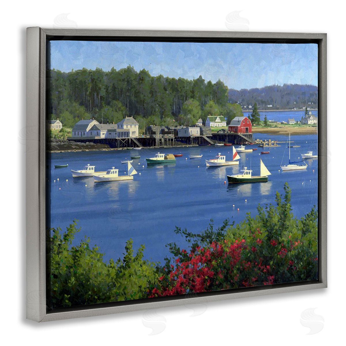 Jimmy Dyer Summer Harbor Inlet Gray Floating Frame Canvas Wall Art Print