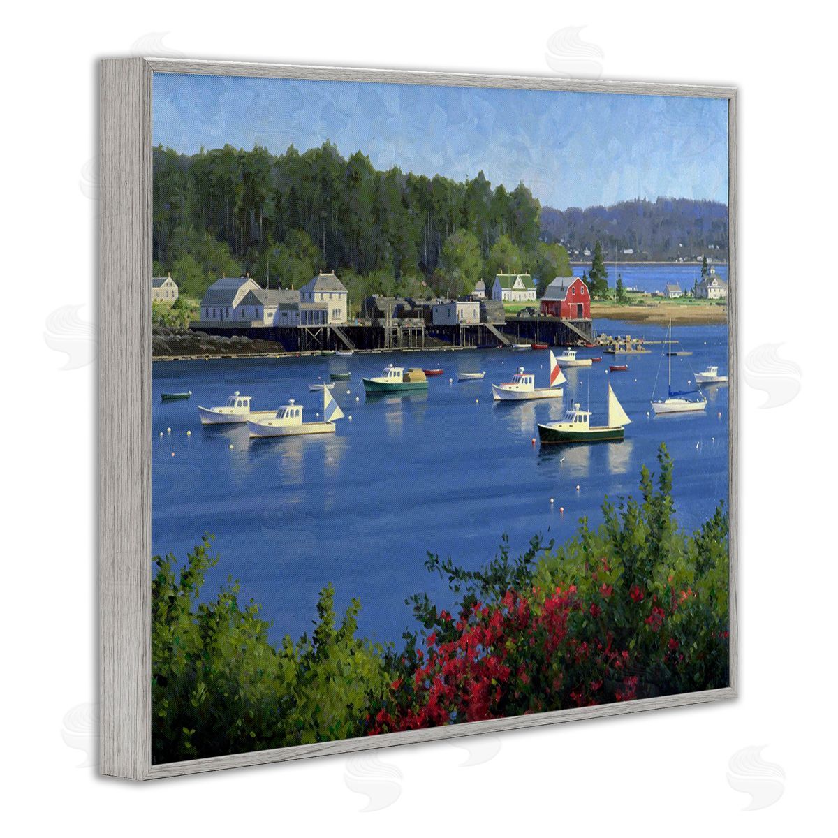 Jimmy Dyer Summer Harbor Inlet Gray Framed Giclee Wall Art Print