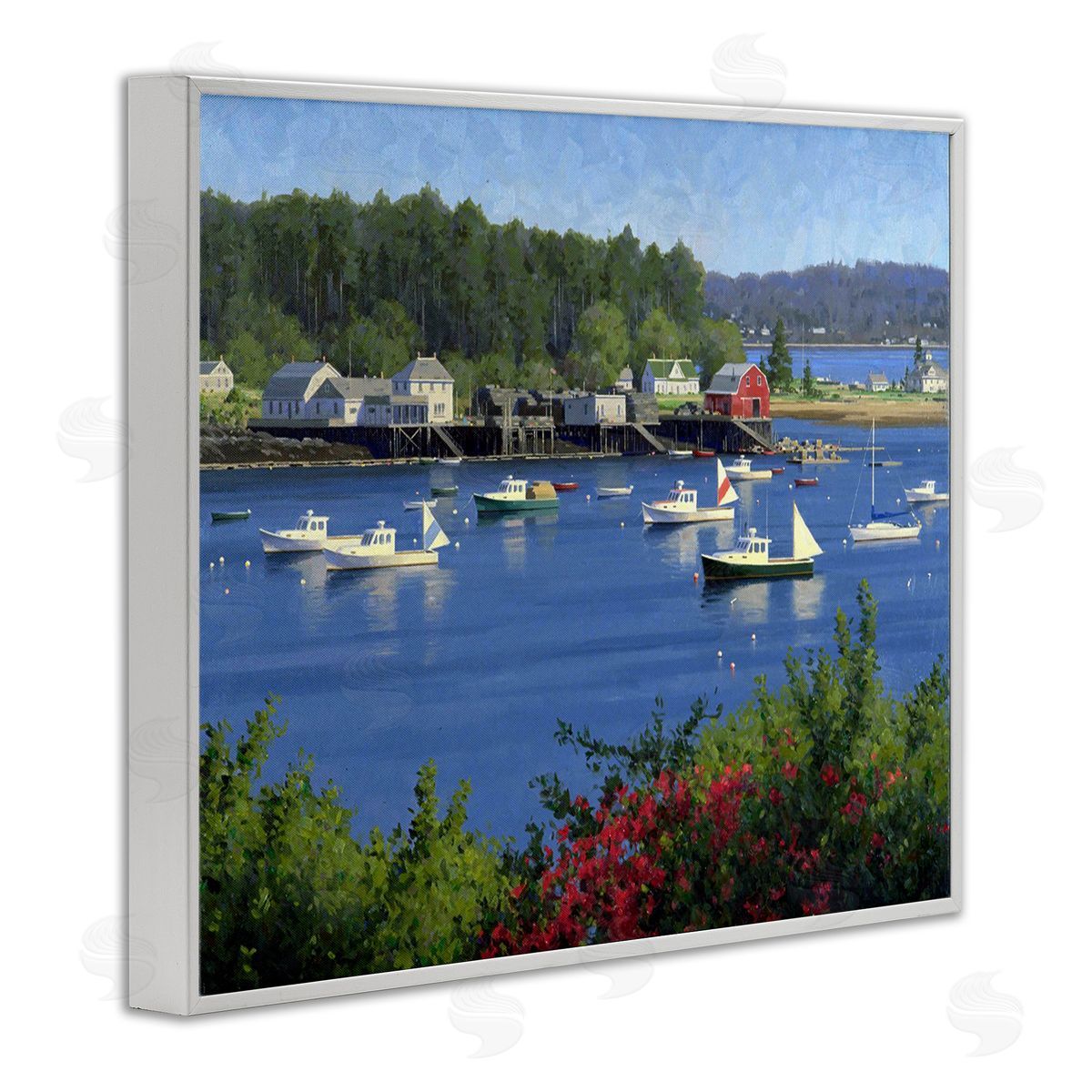 Jimmy Dyer Summer Harbor Inlet White Framed Giclee Wall Art Print