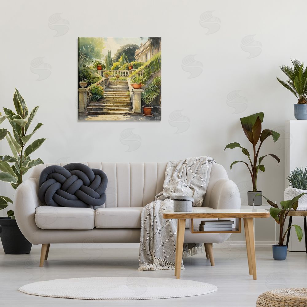 RB Luxurious Villa Stairway Canvas Wall Art Print in Room