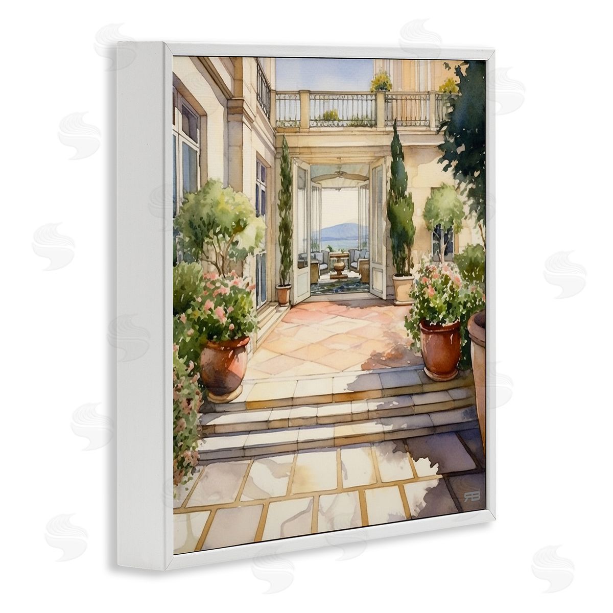 RB European Villa Architecture White Framed Giclee Wall Art Print