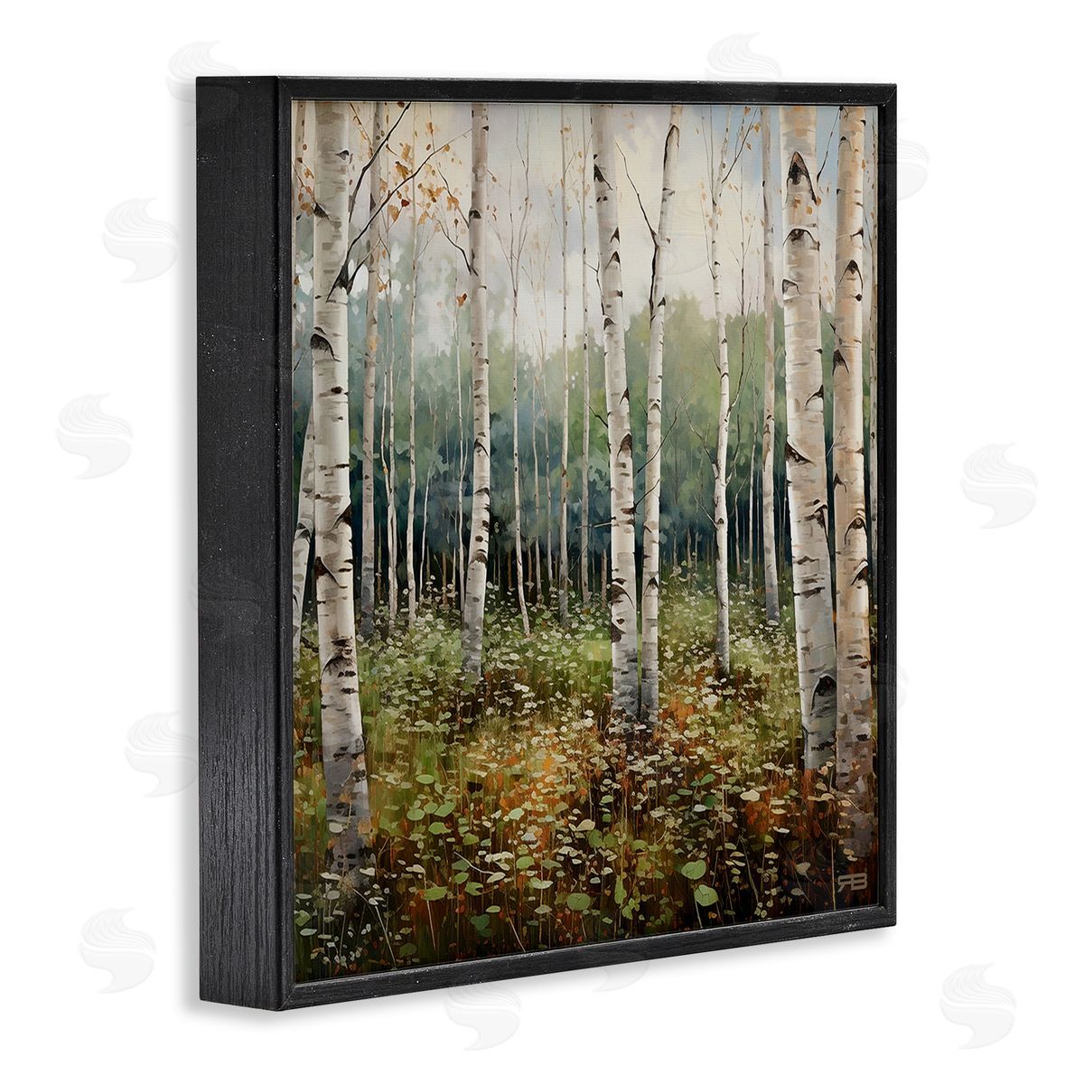 RB Birch Forest Vegetation Black Framed Giclee Wall Art Print