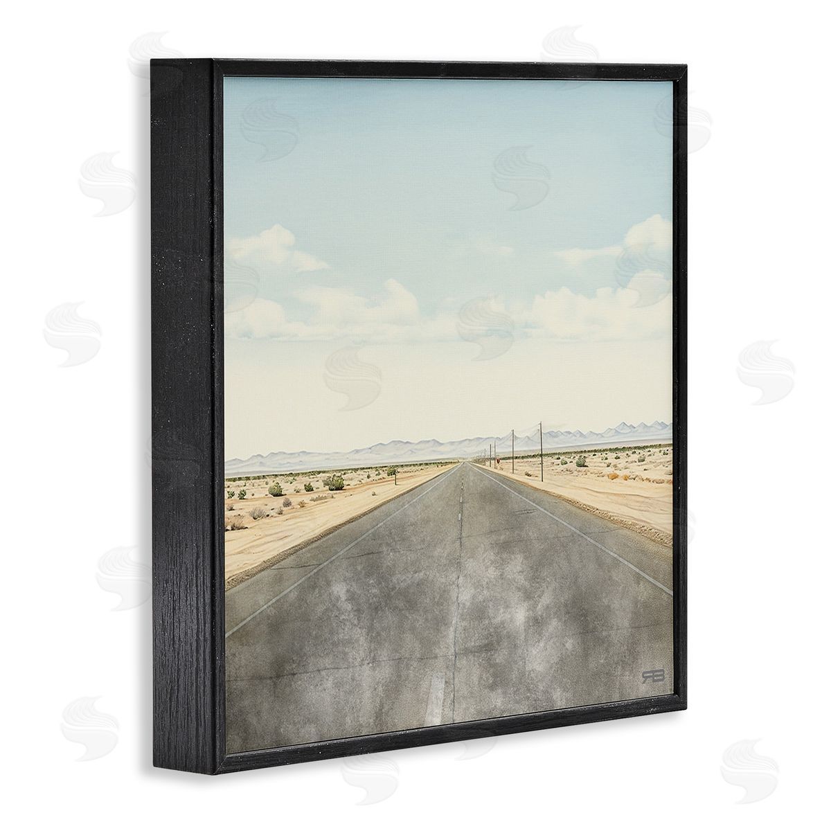 RB Desert Horizon Highway Black Framed Giclee Wall Art Print