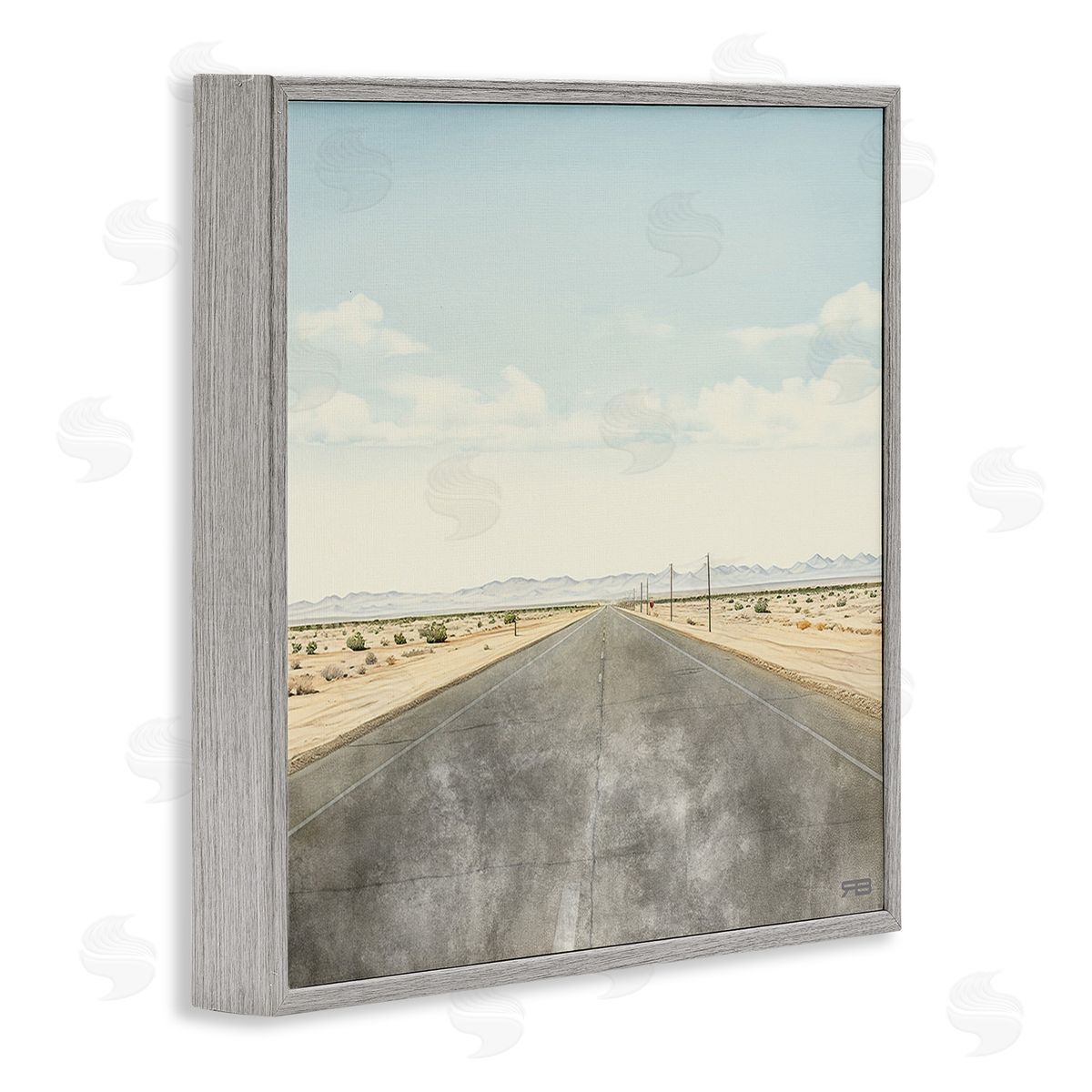 RB Desert Horizon Highway Gray Framed Giclee Wall Art Print