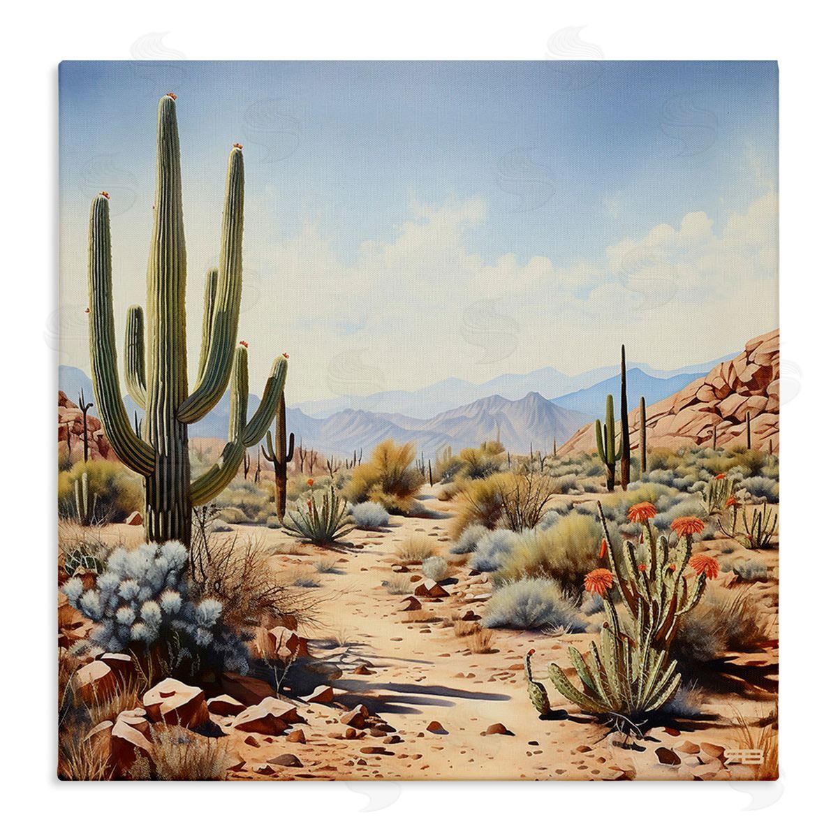 RB Desert Cactus Path Canvas Wall Art Print
