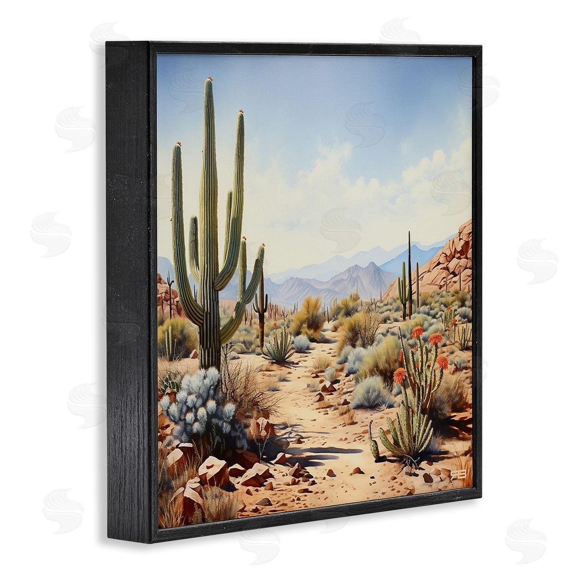 RB Desert Cactus Path Black Framed Giclee Wall Art Print