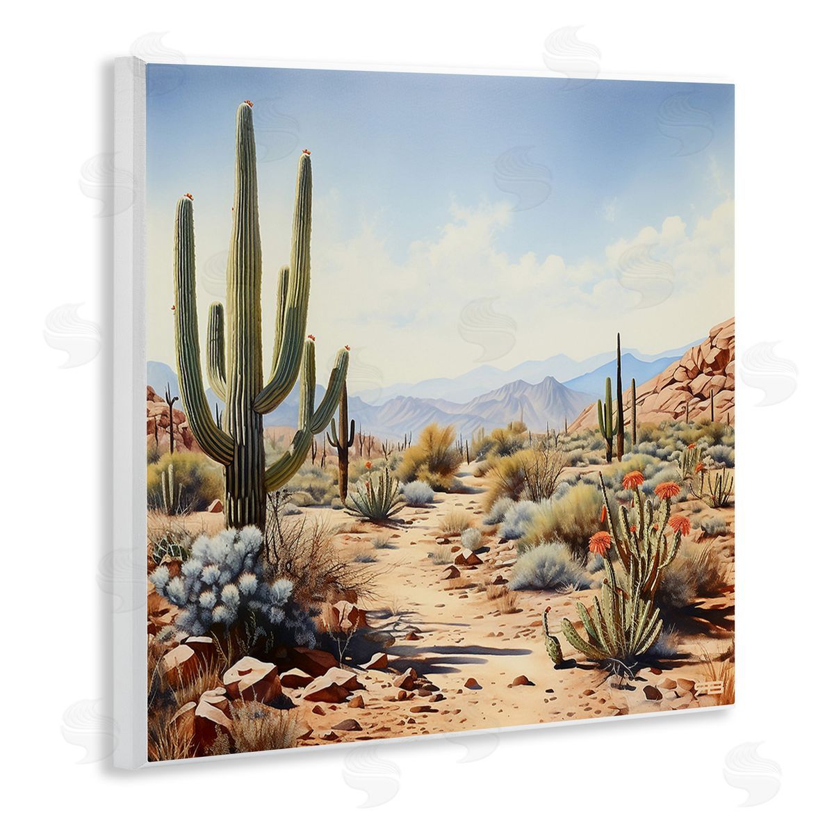 RB Desert Cactus Path Wooden Wall Plaque Art Print