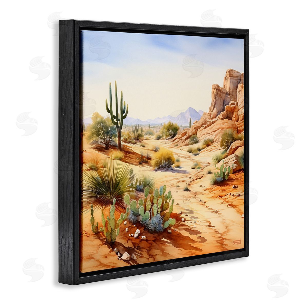 RB Scenic Desert Plateau Black Floating Frame Canvas Wall Art Print
