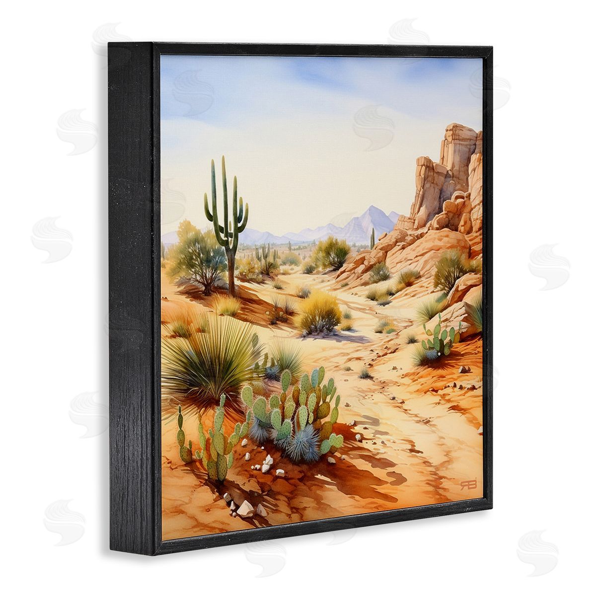 RB Scenic Desert Plateau Black Framed Giclee Wall Art Print