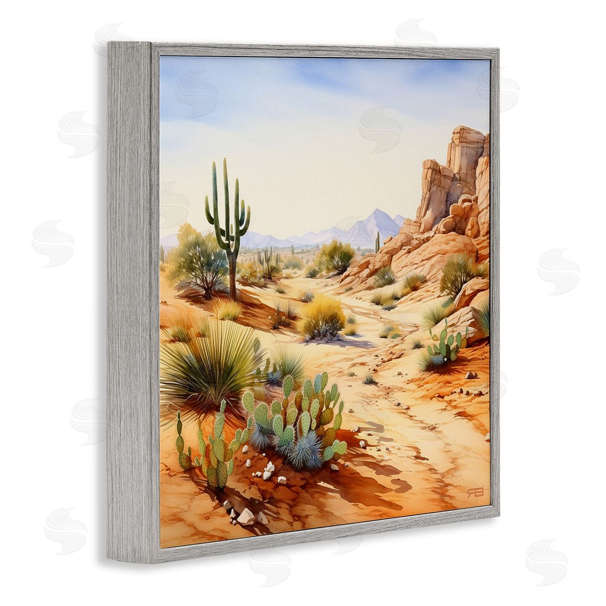 RB Scenic Desert Plateau Gray Framed Giclee Wall Art Print